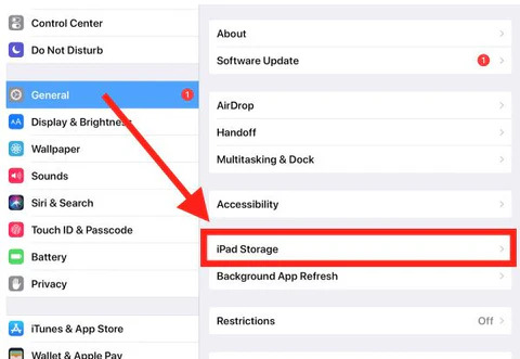 ipad storage settings