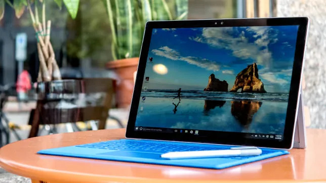 blue tablet with keyboard